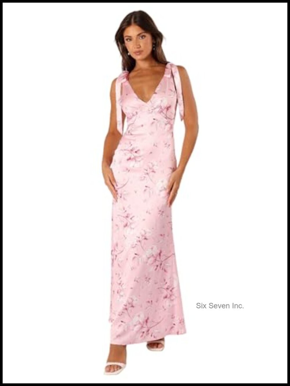 Petal & Pup Womens Maxi Dress Tie Strap V-Neck Sleeveless Floral